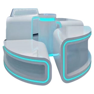 烤漆定制展示柜展厅中岛体验台展示桌圆形玻璃展示台化妆品眼镜柜