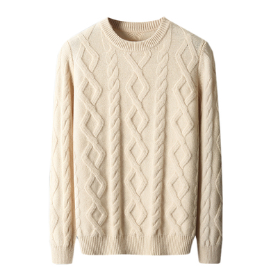 青年羊绒衫男圆领三股线加厚毛衣