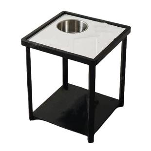 棋牌室专用岩板茶几麻将机茶水杯架茶楼室会所烟灰缸麻将桌旁边几