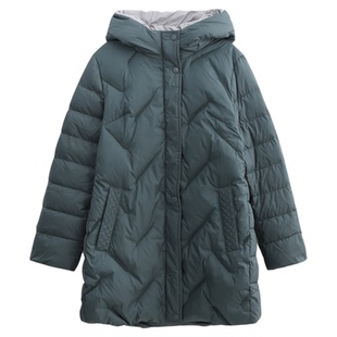 科尚连帽羽绒服女中长款2025冬季新款时尚刺绣90鸭绒直筒显瘦外套