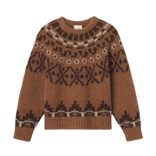 FRAME女士费尔岛宽松休闲圆领套头毛衣针织衫