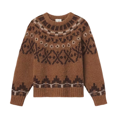 FRAME女士费尔岛宽松休闲圆领套头毛衣针织衫