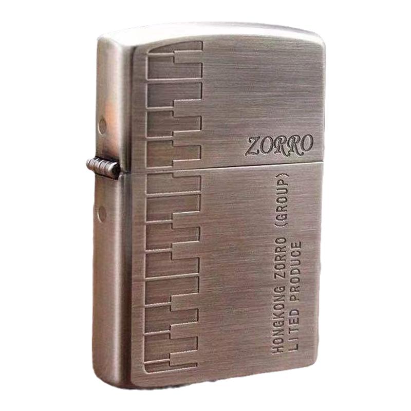 ZORRO苏洛钢琴煤油打火机纯铜老式怀旧防风创意个性定制男士礼物