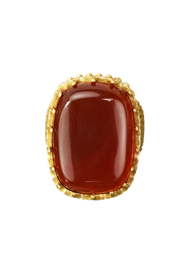 中古vintage饰品镶嵌红玛瑙戒指女时尚百搭简约复古轻奢红色手饰