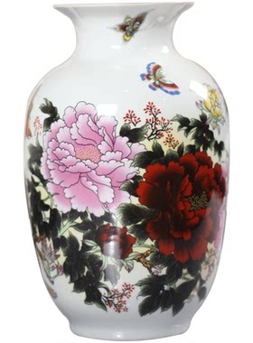 景勤陶瓷花瓶红牡丹冬瓜特色家居