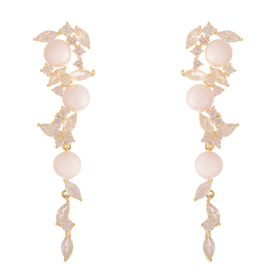 「薄暮珍珠」法式宴会氛围感闪耀锆石高级感小众长款珍珠耳环耳夹