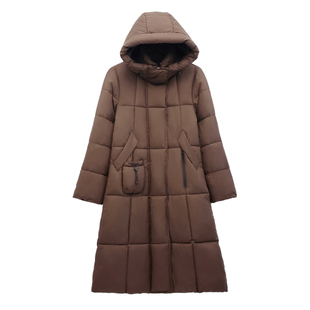 冬新款超好看连帽过膝棉袄大码加厚中长款羽绒棉衣女宽松棉服外套