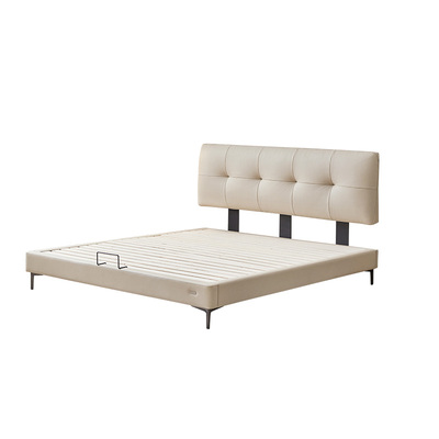 全友家居现代极简黑色真皮床