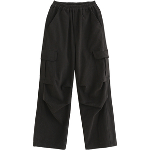 诺诺公主S1N初中生工装裤女2026春秋青少年阔腿直筒大口袋伞裤子