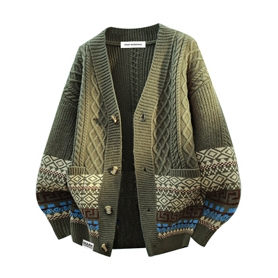 马克华菲美式复古v领开衫毛衣男