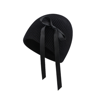 jennie金智妮同款蝴蝶结毛线帽子女秋冬百搭包头冷帽保暖针织帽潮