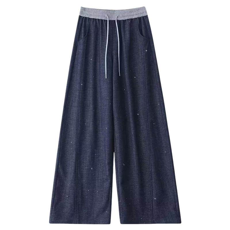 深蓝色满钻牛仔裤女夏季薄款