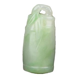 梵峙和田玉翠青玉竹节节节高升挂件吊坠清雅自然色泽清丽送证书