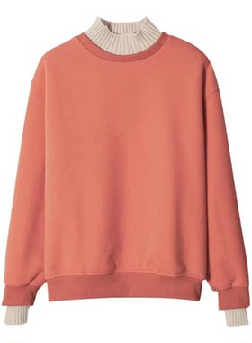 红色假两件马年限定卫衣女