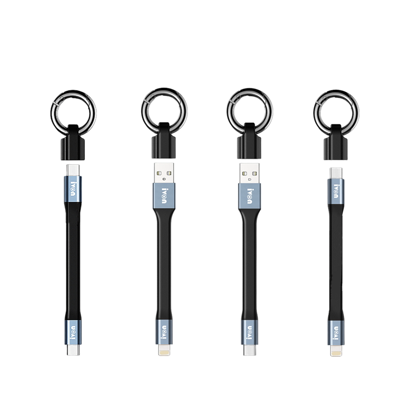 移动电源USB-C短款收纳充电线type出口充电宝便携扁插线适用于苹果三星华为OPPO VIVO iPhone18171615141312