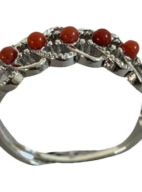 天然南红玛瑙小米珠可调节戒指女