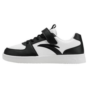 安踏男童板鞋2025冬季新款中大童黑白低帮滑板鞋魔术贴百搭休闲鞋