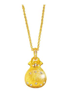 韦雪同款沙金双面点钻拉丝福袋项链女小众轻奢时尚百搭锁骨链饰品