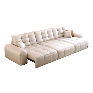 真皮电动沙发功能客厅直排双人三人位可趟可睡可调节伸缩新款两用