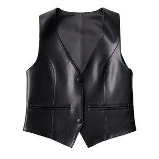 海宁真皮马甲女士百搭显瘦高档内搭秋冬新款修身显瘦洋气羊皮夹克