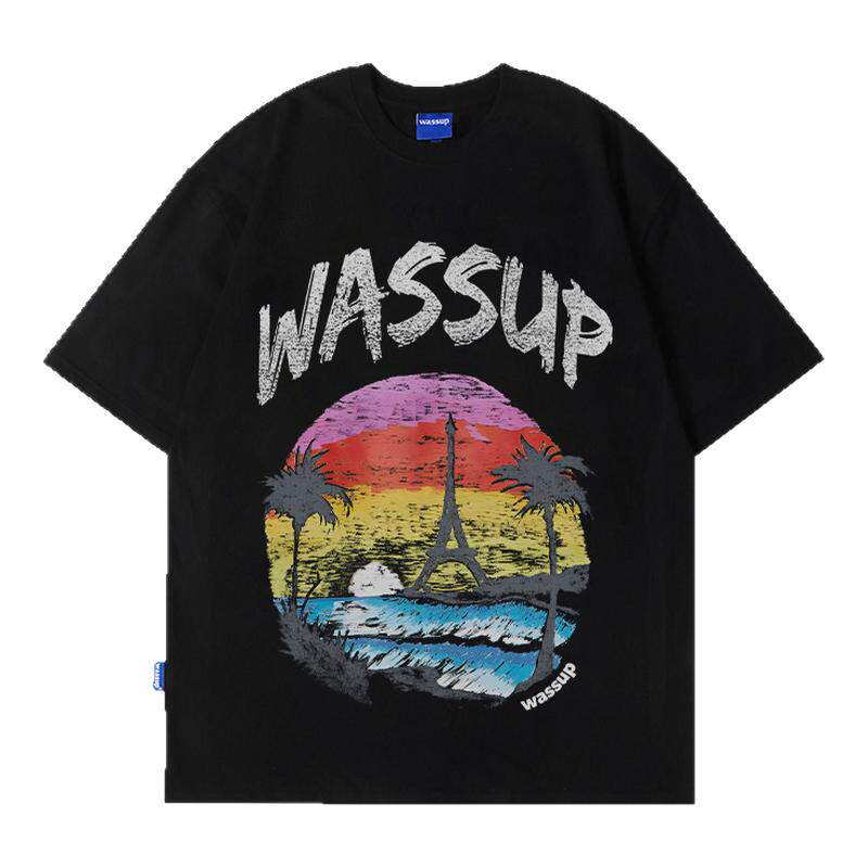 WASSUP西海岸落日T恤短袖男女夏