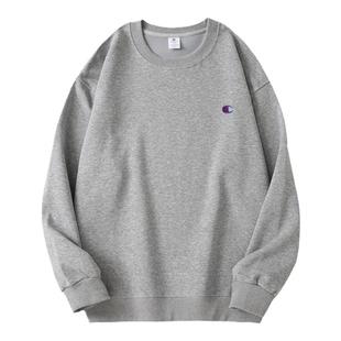 春秋潮牌刺绣卫衣女长袖圆领宽松纯棉T恤青年学生内搭情侣打底衫