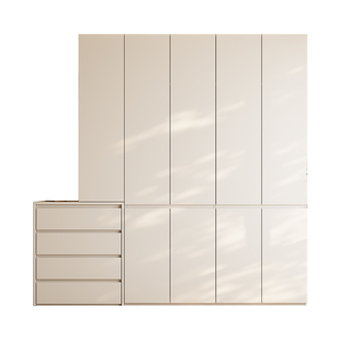 国补定制全实木橡木衣柜卧室家用新款奶油风现代简约分段式大衣橱