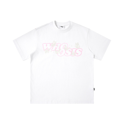 WHOOSIS（不知其名）幻影logo蝴蝶刺绣短袖T恤夏季清新校园男女潮