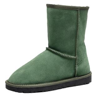 【特价清仓】真皮雪地靴女内增高7cm加绒中筒短靴小个子保暖棉鞋