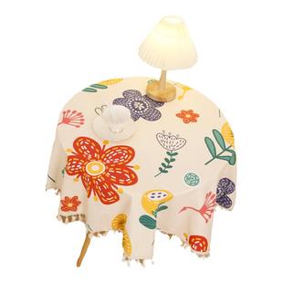 布艺棉麻圆桌布小圆形餐桌垫布长方形加厚茶几盖巾布学生拍照台布