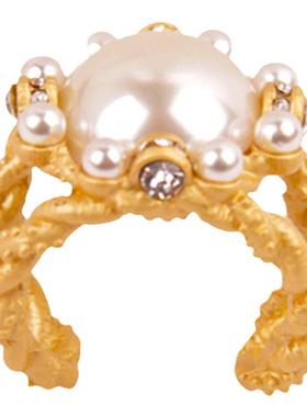 韩国水钻珍珠开口可调节指环