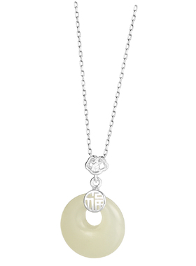 吴越老银铺S925银福牌项链纯银女