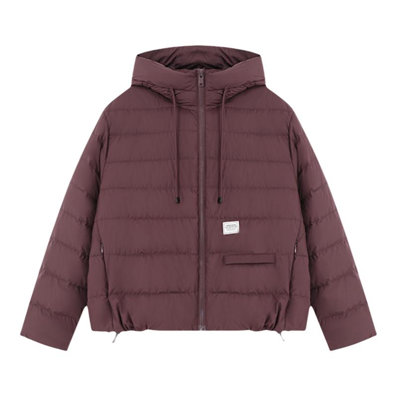 Basic House/百家好冬季连帽抽绳简约排骨羽绒服女加厚保暖外套