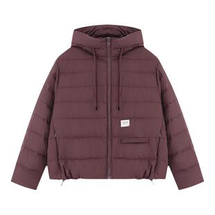 Basic House/百家好冬季连帽抽绳简约排骨羽绒服女加厚保暖外套
