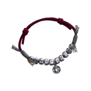 大善堂足银手串手工编织红色手绳盘缠手链女士马年本命年红绳手链