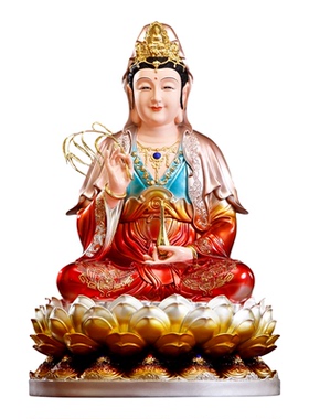 吉祥缘树脂铜彩观音菩萨佛像摆件