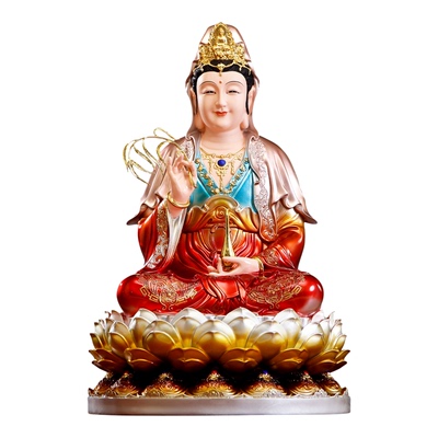 吉祥缘树脂铜彩观音菩萨佛像摆件