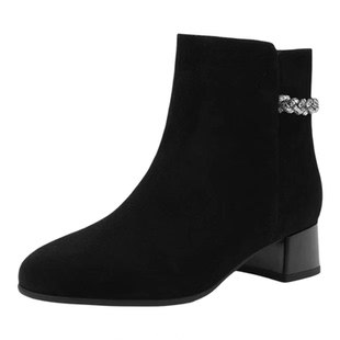 HA257143哈森商场专柜同款2025冬季新款粗跟圆头时尚百搭时装短靴