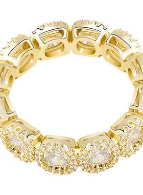 TopGrillz冰糖满钻梅花戒指 男女嘻哈INS同款满锆石指环Bling闪