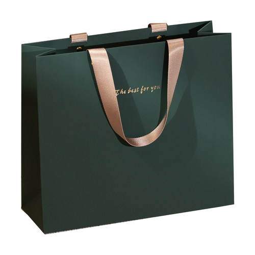 ins风磨砂纹理触感墨绿色高级感简约送礼手提袋礼品袋礼物袋