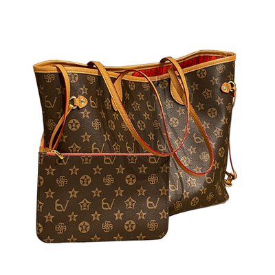 轻奢老花软皮大容量通勤托特包