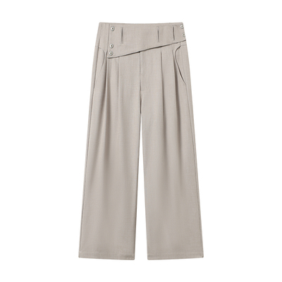 WHIMNOTION 25AW「可拆卸腰封」镂空结构口袋羊毛西裤直筒休闲裤