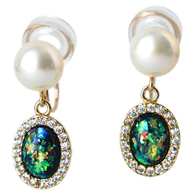 高智通勤天然淡水珍珠耳夹无耳洞耳环耳钉欧泊坠小众风高级感饰品