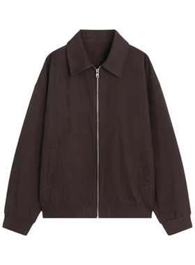 深咖夹克宽松休闲翻领长袖外套