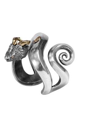 无垠925银18K金进化版素面蛇戒指