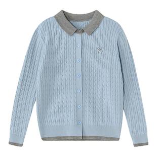 笛莎童装女童毛衣外套2026新款春装中大童女孩儿童开衫厚上衣春秋