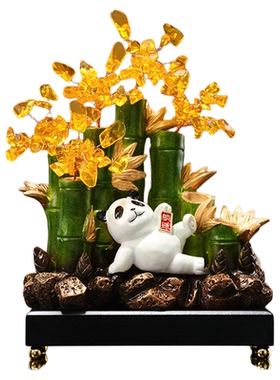 节节高升熊猫发财树摆件招财开业办公室客厅电视柜装饰品乔迁礼品