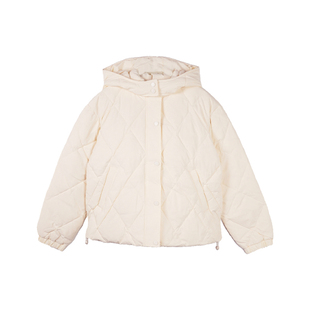 A21女装梭织宽松连帽长袖开胸中厚羽绒外套气质保暖羽绒服