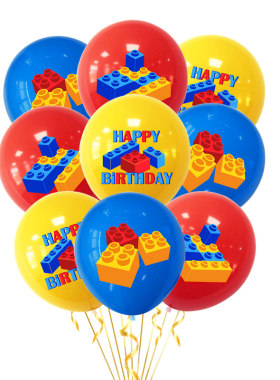 乐高积木气球装饰儿童生日派对
