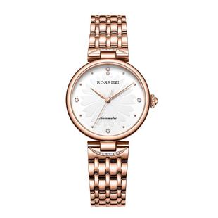 罗西尼手表女ins风简约气质正品防水玫瑰金女表机械腕表719870